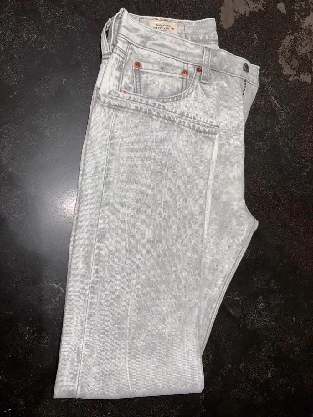Levi's Light Gray Denim Jeans with Tan Stitching